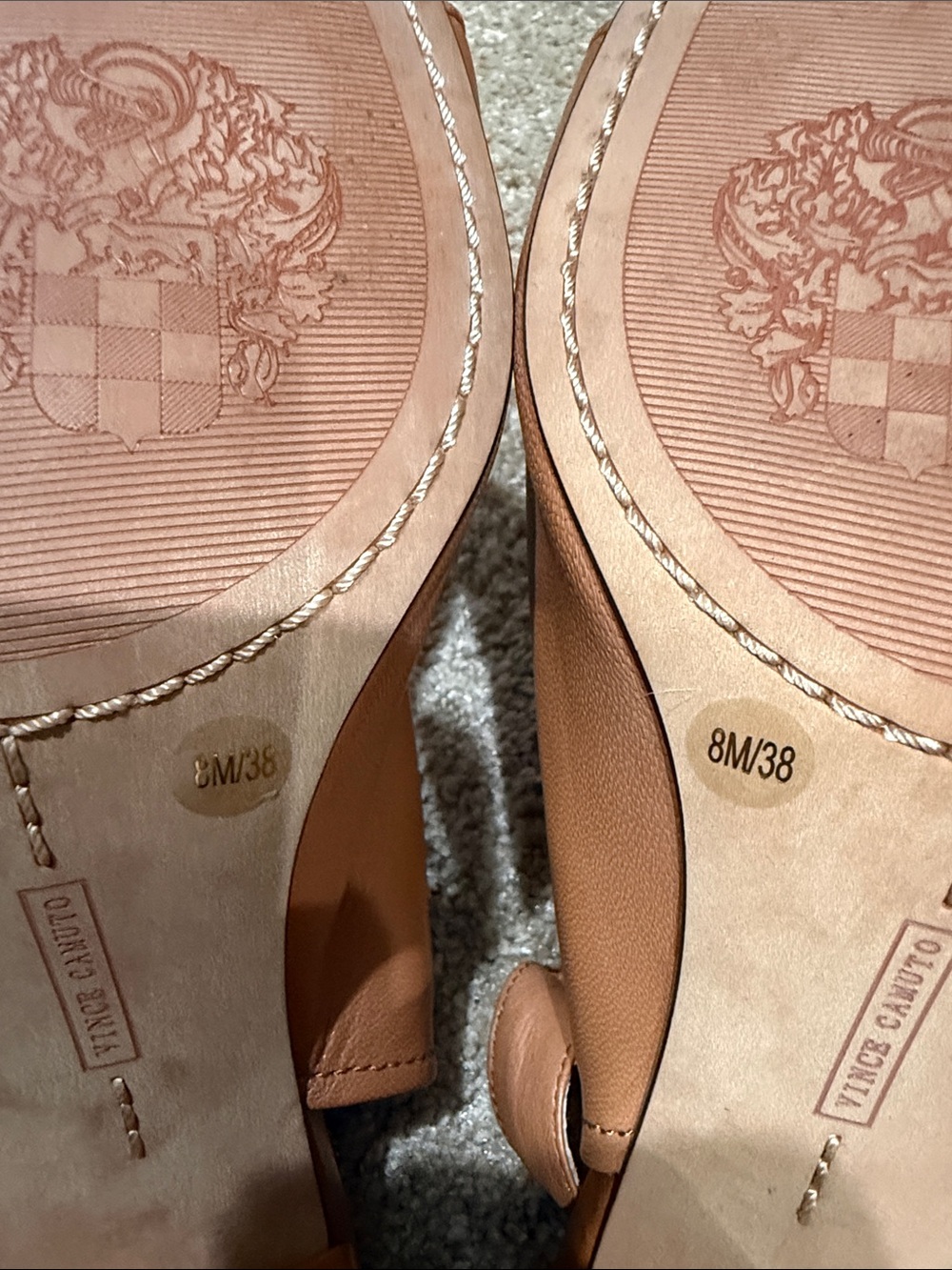Vince Camuto Cognac Open-Toe Slingback Platform Heels - Picture 5 of 5